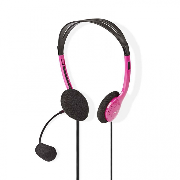Nedis PC-Headset | On-Ear | Stereo | 2x 3.5 mm | Inklapbare Microfoon | Roze