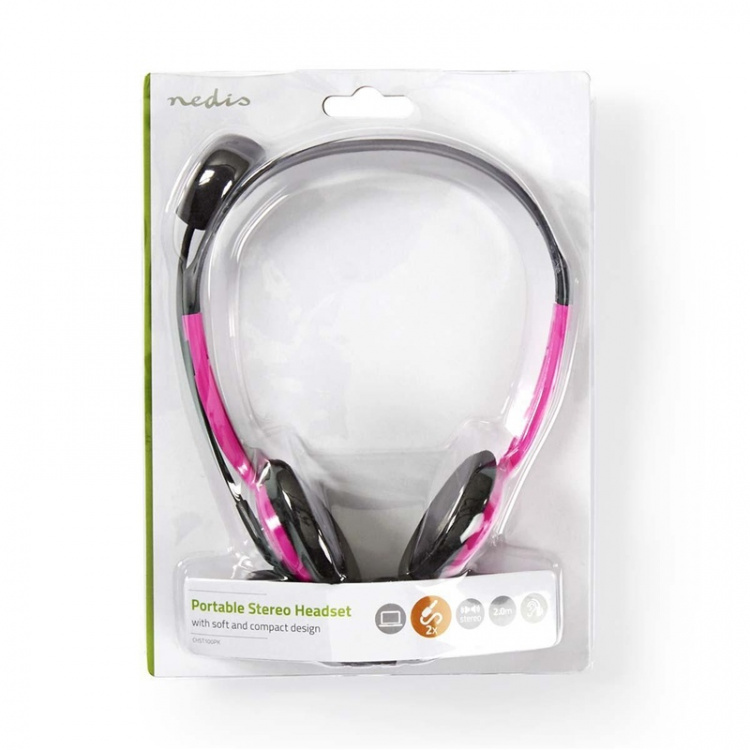 Nedis PC-Headset | On-Ear | Stereo | 2x 3.5 mm | Inklapbare Microfoon | Roze