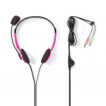 Nedis PC-Headset | On-Ear | Stereo | 2x 3.5 mm | Inklapbare Microfoon | Roze