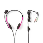 Nedis PC-Headset | On-Ear | Stereo | 2x 3.5 mm | Inklapbare Microfoon | Roze