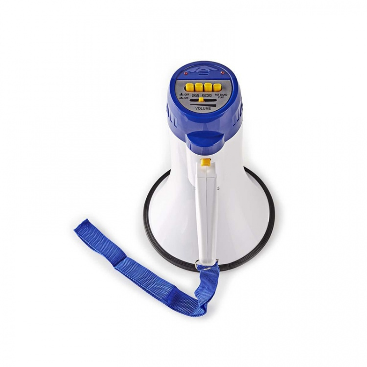 Nedis Megafoon | Maximaal bereik: 250 m | Maximale volume: 115 dB | Ingebouwde Microfoon | Ingebouwde sirene | Opnamefunctie | Blauw / Wit Nedis Megafoon | Maximaal bereik: 250 m | Maximale volume: 115 dB | Ingebouwde Microfoon | Ingebouwde sirene | Opnamefunctie | Blauw / Wit