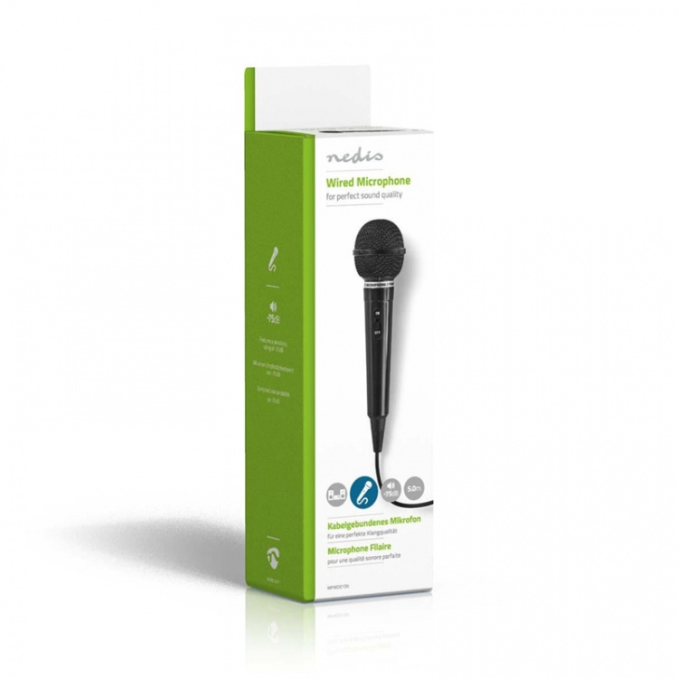 Nedis Bedrade Microfoon | Cardioïde | Vaste Kabel | 5.00 m | 80 Hz - 12 kHz | 600 Ohm | -75 dB | Aan/uit knop | ABS | Zwart Nedis Bedrade Microfoon | Cardioïde | Vaste Kabel | 5.00 m | 80 Hz - 12 kHz | 600 Ohm | -75 dB | Aan/uit knop | ABS | Zwart