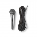 Nedis Microfoon | Cardioïde | Afneembare Kabel | 5.00 m | 80 Hz - 13 kHz | 600 Ohm | -72 dB | Aan/uit knop | Metaal | Zilver