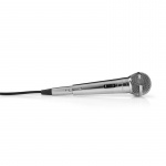 Nedis Microfoon | Cardioïde | Afneembare Kabel | 5.00 m | 80 Hz - 13 kHz | 600 Ohm | -72 dB | Aan/uit knop | Metaal | Zilver