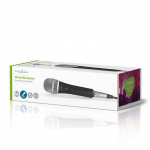 Nedis Microfoon | Cardioïde | Afneembare Kabel | 5.00 m | 50 Hz - 15 kHz | 600 Ohm | -72 dB | Aan/uit knop | Inclusief reiskoffer | Metaal | Grijs / Zwart