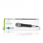Nedis Microfoon | Cardioïde | Afneembare Kabel | 5.00 m | 50 Hz - 15 kHz | 600 Ohm | -72 dB | Aan/uit knop | Inclusief reiskoffer | Metaal | Grijs / Zwart