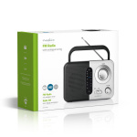 Nedis FM-Radio | Draagbaar Model | FM | Batterij Gevoed / Netvoeding | Analoog | 2.4 W | Zwart-Wit Scherm | Koptelefoonoutput | Handgreep | Wit / Zwart