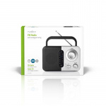 Nedis FM-Radio | Draagbaar Model | FM | Batterij Gevoed / Netvoeding | Analoog | 2.4 W | Zwart-Wit Scherm | Koptelefoonoutput | Handgreep | Wit / Zwart
