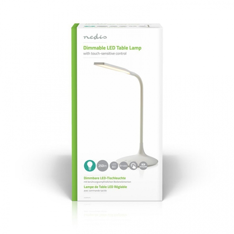 Nedis LED-Bureaulamp | Dimbaar | 250 lm | Oplaadbaar | Aanraakfunctie | Wit