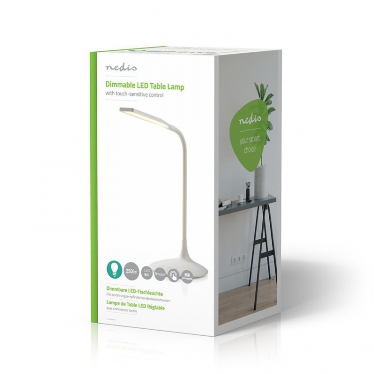 Nedis LED-Bureaulamp | Dimbaar | 250 lm | Oplaadbaar | Aanraakfunctie | Wit