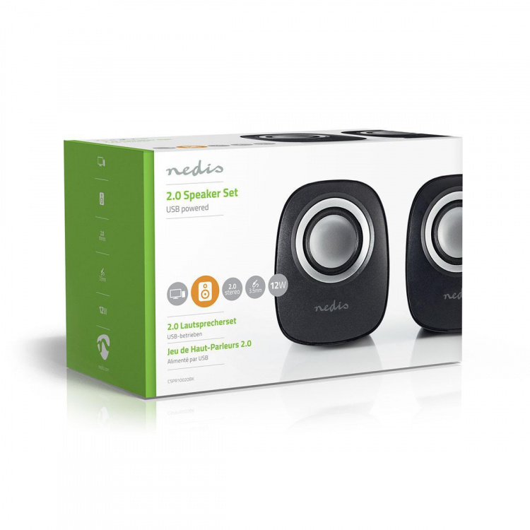 Nedis PC-Speaker | 2.0 | 12 W | 3,5 mm Male | USB Gevoed | Volumebediening