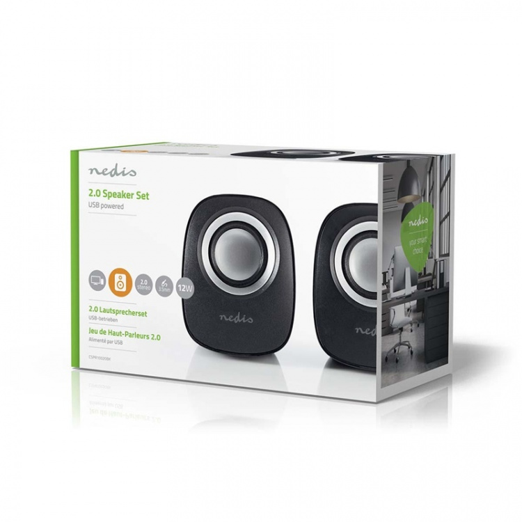 Nedis PC-Speaker | 2.0 | 12 W | 3,5 mm Male | USB Gevoed | Volumebediening
