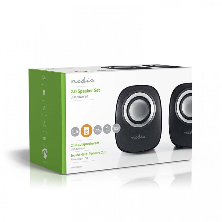 Nedis PC-Speaker | 2.0 | 12 W | 3,5 mm Male | USB Gevoed | Volumebediening
