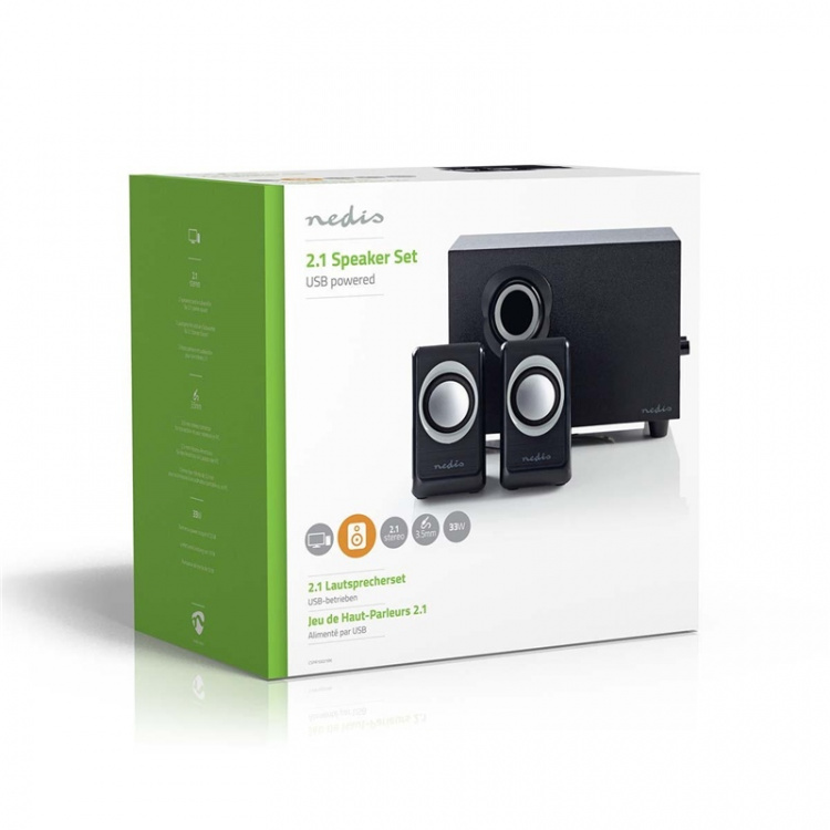 Nedis PC-Speaker | 2.1 | 33 W | 3,5 mm Male | USB Gevoed | Volumebediening Nedis PC-Speaker | 2.1 | 33 W | 3,5 mm Male | USB Gevoed | Volumebediening