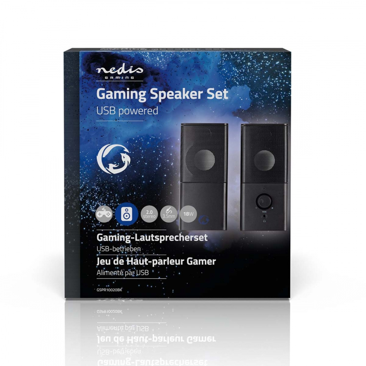 Nedis Gaming Speaker | Speaker-kanalen: 2.0 | USB Gevoed | 3,5 mm Male | 18 W | Zonder Verlichting | Volumebediening | Uitgangen audio / video / data: 1x 3.5 mm Audio Out