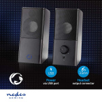 Nedis Gaming Speaker | Speaker-kanalen: 2.0 | USB Gevoed | 3,5 mm Male | 18 W | Zonder Verlichting | Volumebediening | Uitgangen audio / video / data: 1x 3.5 mm Audio Out