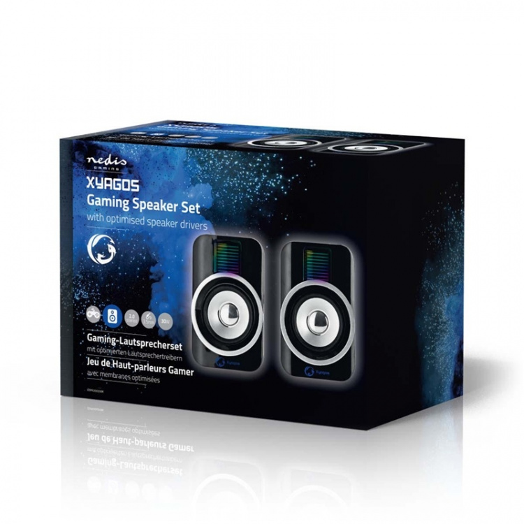 Nedis Gaming Speaker | Speaker-kanalen: 2.0 | USB Gevoed | 3,5 mm Male | 30 W | RGB | Volumebediening