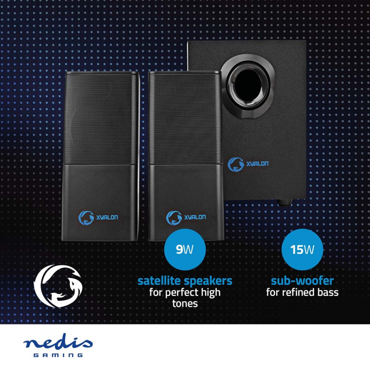 Nedis Gaming Speaker | Speaker-kanalen: 2.1 | USB Gevoed | 3,5 mm Male | 30 W | Zonder Verlichting | Volumebediening