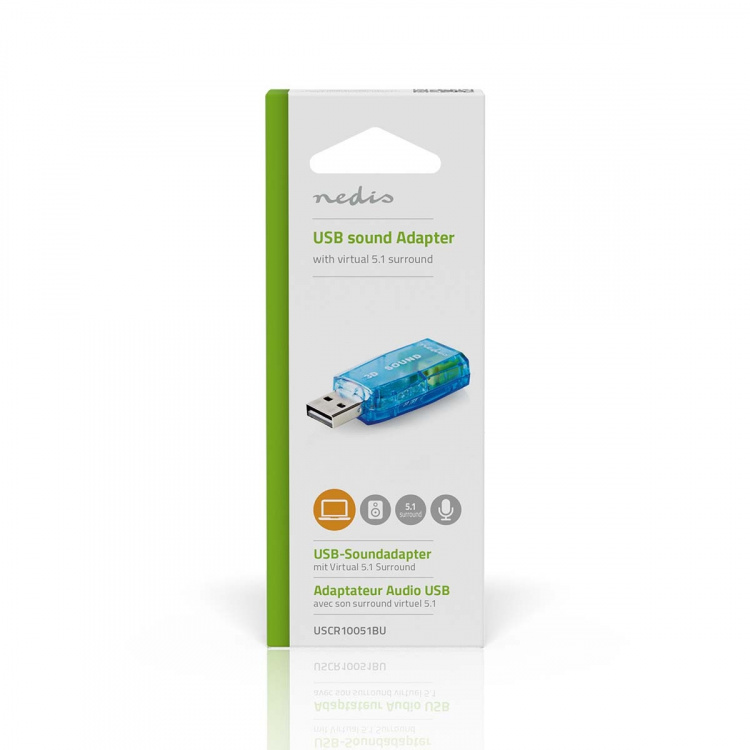 Nedis Geluidskaart | 5.1 | USB 2.0 | Microfoonaansluiting: 1x 3.5 mm | Headset-aansluiting: 3.5 mm Male Nedis Geluidskaart | 5.1 | USB 2.0 | Microfoonaansluiting: 1x 3.5 mm | Headset-aansluiting: 3.5 mm Male