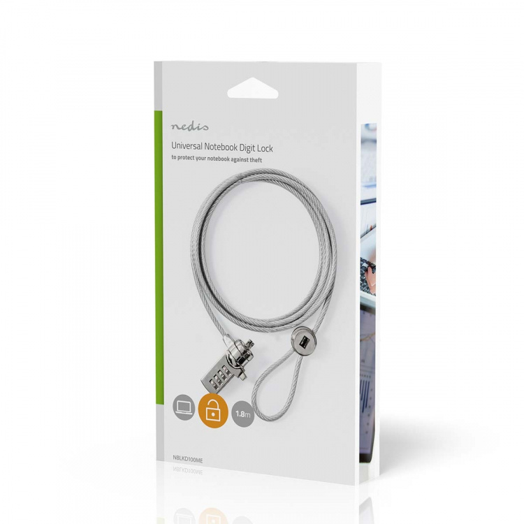 Nedis Notebook-Slot | Type vergrendeling: Digit | 1.80 m | Zink Legering