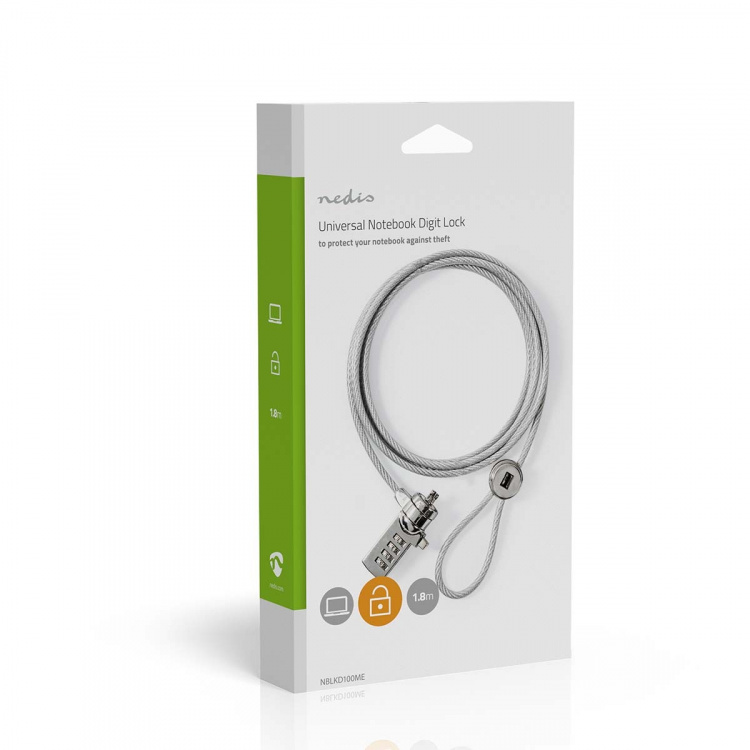 Nedis Notebook-Slot | Type vergrendeling: Digit | 1.80 m | Zink Legering