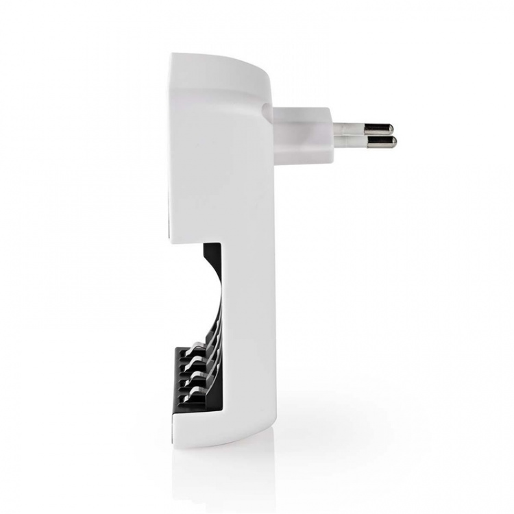 Nedis NiMH-Batterijlader AA / AAA | 1.2 V DC | Druppelladen | Type C (CEE 7/16) | Batterijtype: AA / AAA | Wit / Zwart Nedis NiMH-Batterijlader AA / AAA | 1.2 V DC | Druppelladen | Type C (CEE 7/16) | Batterijtype: AA / AAA | Wit / Zwart