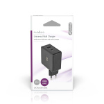 Nedis Oplader | 57 W | PD3.0 45W | Snellaad functie | 2.25 / 2.4 / 3.0 A | Outputs: 2 | USB-A / USB-C™ | Geen Kabel Inbegrepen | Automatische Voltage Selectie | Zwart