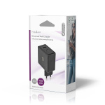 Nedis Oplader | 57 W | PD3.0 45W | Snellaad functie | 2.25 / 2.4 / 3.0 A | Outputs: 2 | USB-A / USB-C™ | Geen Kabel Inbegrepen | Automatische Voltage Selectie | Zwart