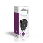 Nedis Oplader | 24 W | Snellaad functie | 2x 2.4 A | Outputs: 2 | 2x USB-A | Geen Kabel Inbegrepen | Single Voltage Output | Zwart
