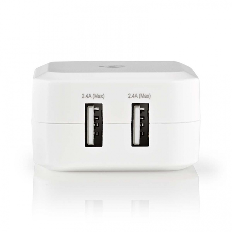 Nedis Oplader | 24 W | Snellaad functie | 2x 2.4 A | Outputs: 2 | 2x USB-A | Geen Kabel Inbegrepen | Single Voltage Output | Wit