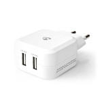 Nedis Oplader | 24 W | Snellaad functie | 2x 2.4 A | Outputs: 2 | 2x USB-A | Geen Kabel Inbegrepen | Single Voltage Output | Wit