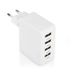 Nedis Oplader | 24 W | Snellaad functie | 4x 2.4 A | Outputs: 4 | 4x USB-A | Geen Kabel Inbegrepen | Single Voltage Output | Wit