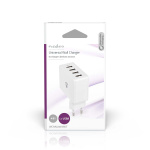 Nedis Oplader | 24 W | Snellaad functie | 4x 2.4 A | Outputs: 4 | 4x USB-A | Geen Kabel Inbegrepen | Single Voltage Output | Wit