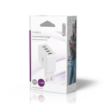 Nedis Oplader | 24 W | Snellaad functie | 4x 2.4 A | Outputs: 4 | 4x USB-A | Geen Kabel Inbegrepen | Single Voltage Output | Wit