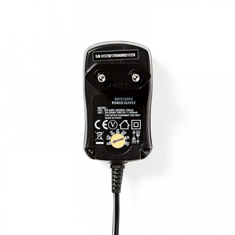 Nedis Universele AC-Stroomadapter | 7.20 W | 3 - 12 V DC | 1.80 m | 1.0 A | 6 plug(s) | Zwart