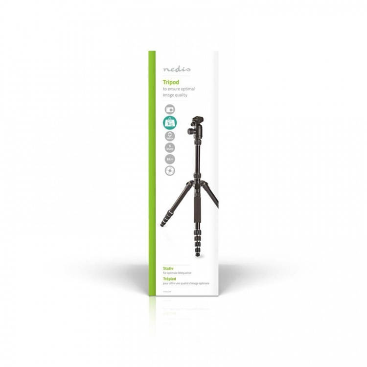 Nedis Statief | Maximaal draagvermogen: 3.0 kg | Minimale werkhoogte: 17.5 cm | Maximale werkhoogte: 145.0 cm | 3 Segmenten | Balhoofd | Inclusief reistas | Omkeerbare middenkolom | ABS / Aluminium | Zwart Nedis Statief | Maximaal draagvermogen: 3.0 kg | Minimale werkhoogte: 17.5 cm | Maximale werkhoogte: 145.0 cm | 3 Segmenten | Balhoofd | Inclusief reistas | Omkeerbare middenkolom | ABS / Aluminium | Zwart