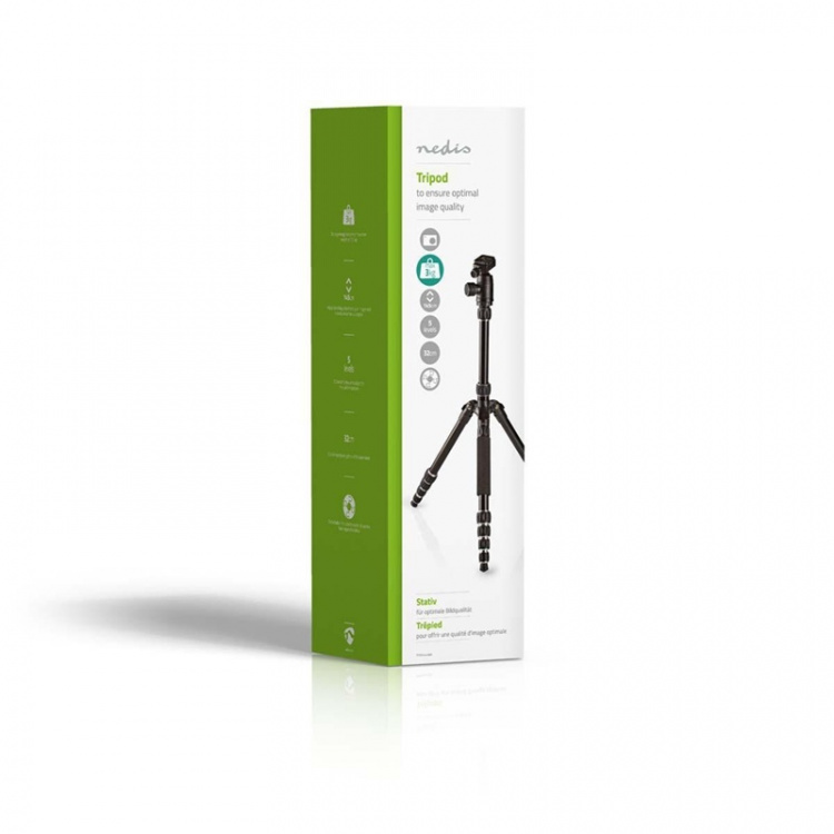 Nedis Statief | Maximaal draagvermogen: 3.0 kg | Minimale werkhoogte: 17.5 cm | Maximale werkhoogte: 145.0 cm | 3 Segmenten | Balhoofd | Inclusief reistas | Omkeerbare middenkolom | ABS / Aluminium | Zwart Nedis Statief | Maximaal draagvermogen: 3.0 kg | Minimale werkhoogte: 17.5 cm | Maximale werkhoogte: 145.0 cm | 3 Segmenten | Balhoofd | Inclusief reistas | Omkeerbare middenkolom | ABS / Aluminium | Zwart