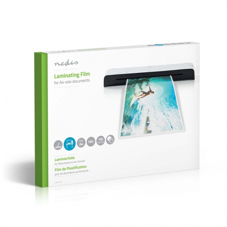 Nedis Lamineerhoes | A4 | Dikte: 100 µm | Verpakt per: 100 Stuks | Kunststof | Transparant Nedis Lamineerhoes | A4 | Dikte: 100 µm | Verpakt per: 100 Stuks | Kunststof | Transparant