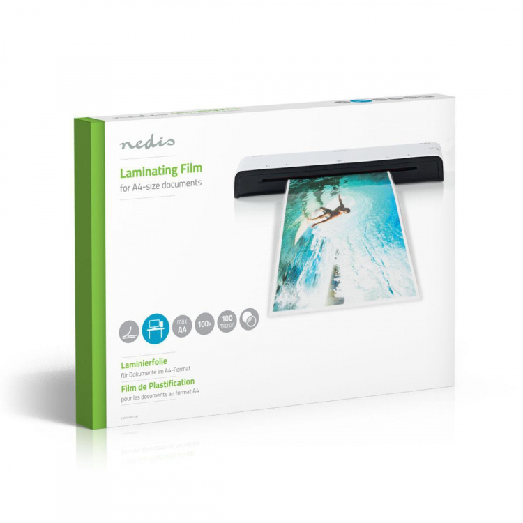 Nedis Lamineerhoes | A4 | Dikte: 100 µm | Verpakt per: 100 Stuks | Kunststof | Transparant Nedis Lamineerhoes | A4 | Dikte: 100 µm | Verpakt per: 100 Stuks | Kunststof | Transparant