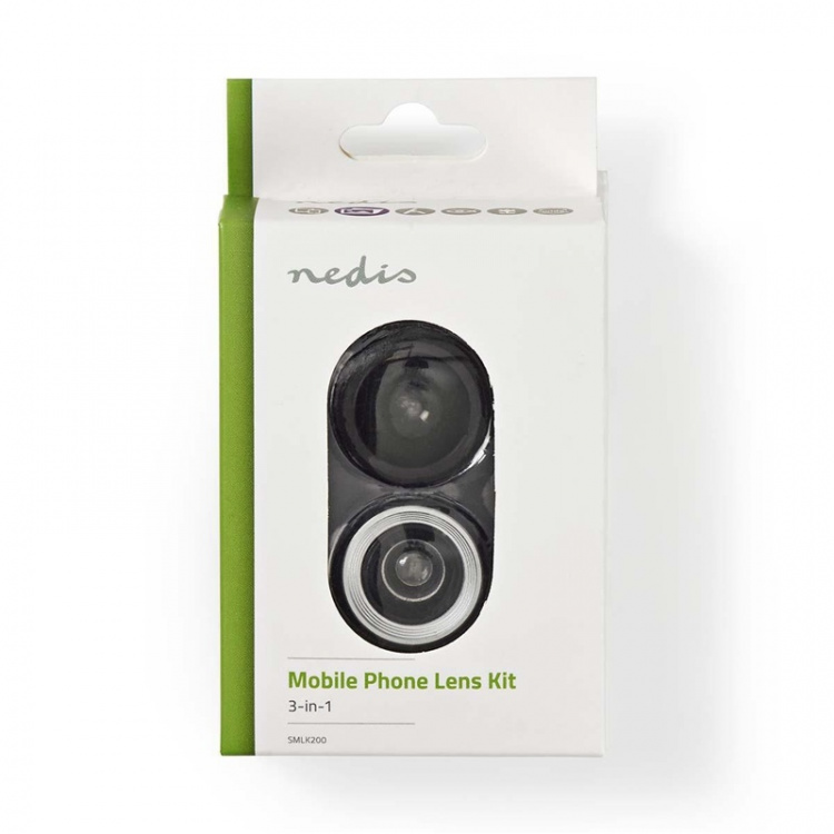 Nedis Set Cameralenzen | Gebruikt voor: Smartphone / Tablet | 3-in-1 | Type lens: Brede Hoek / Macro / Visoog | Schroef en Plug