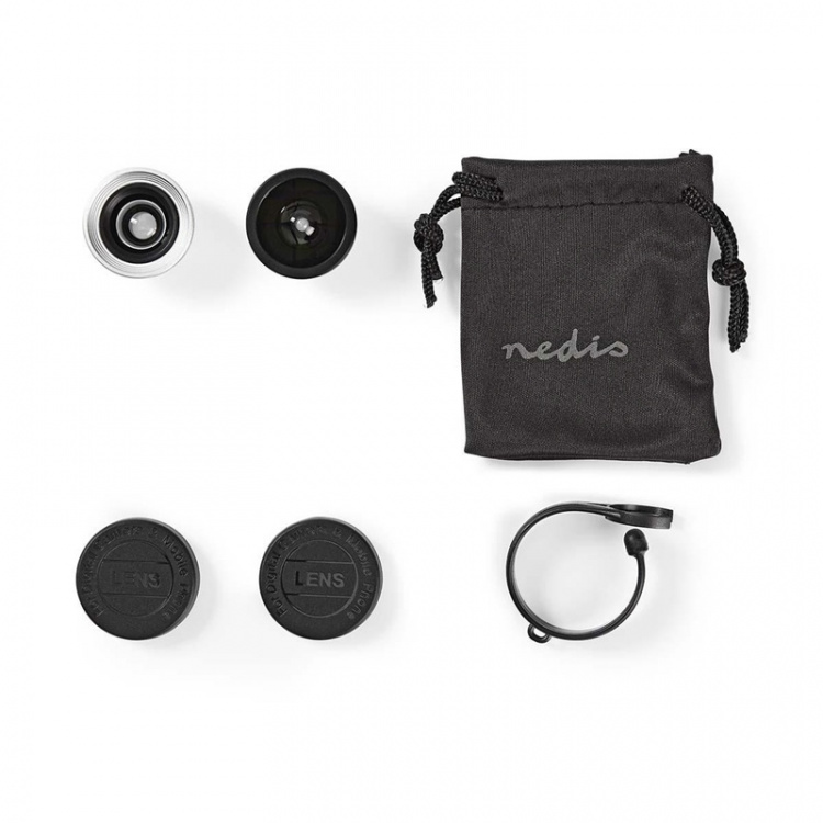Nedis Set Cameralenzen | Gebruikt voor: Smartphone / Tablet | 3-in-1 | Type lens: Brede Hoek / Macro / Visoog | Schroef en Plug
