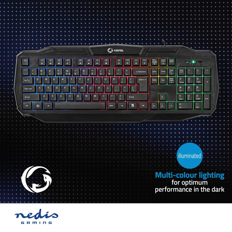 Nedis Bedraad Gaming Toetsenbord | USB 2.0 | Membrane Toetsen | LED | US internationaal | US Internationaal | USB Gevoed | Lengte stroomkabel: 1.50 m | Gaming Nedis Bedraad Gaming Toetsenbord | USB 2.0 | Membrane Toetsen | LED | US internationaal | US Internationaal | USB Gevoed | Lengte stroomkabel: 1.50 m | Gaming