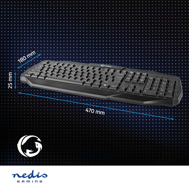 Nedis Bedraad Gaming Toetsenbord | USB 2.0 | Membrane Toetsen | LED | US internationaal | US Internationaal | USB Gevoed | Lengte stroomkabel: 1.50 m | Gaming Nedis Bedraad Gaming Toetsenbord | USB 2.0 | Membrane Toetsen | LED | US internationaal | US Internationaal | USB Gevoed | Lengte stroomkabel: 1.50 m | Gaming