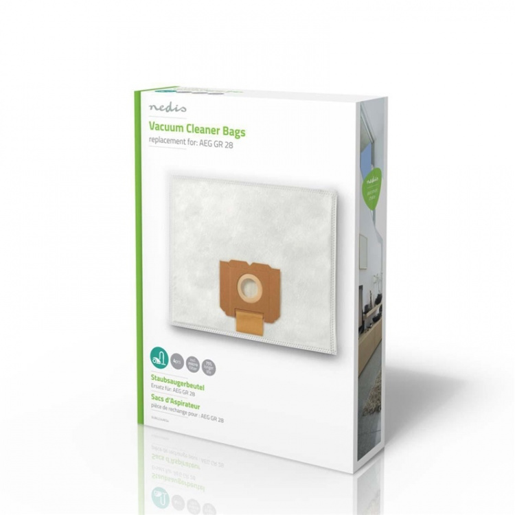 Nedis Stofzuigerzak | 4 Stuks | Synthetisch | Meest verkocht voor: AEG | Wit