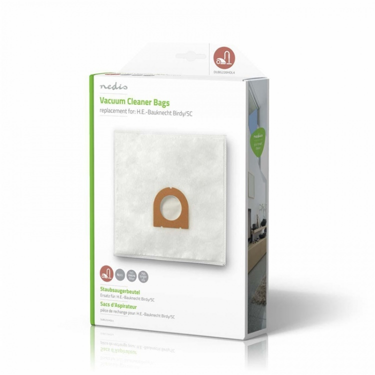 Nedis Stofzuigerzak | 4 Stuks | Synthetisch | Meest verkocht voor: H.E.-Bauknecht Birdy/SC | Wit