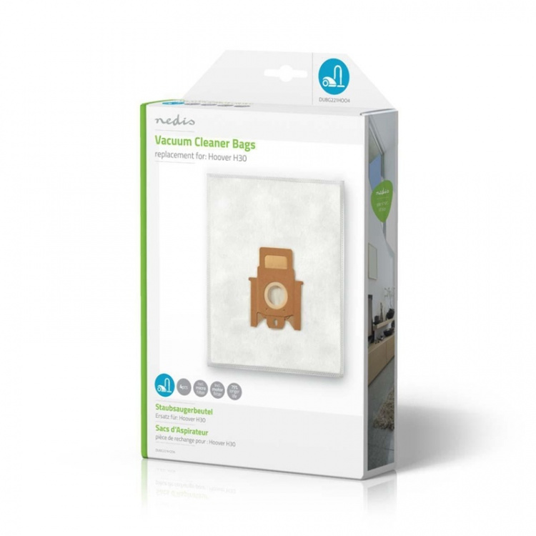 Nedis Stofzuigerzak | 4 Stuks | Synthetisch | Meest verkocht voor: Hoover H30 | Wit