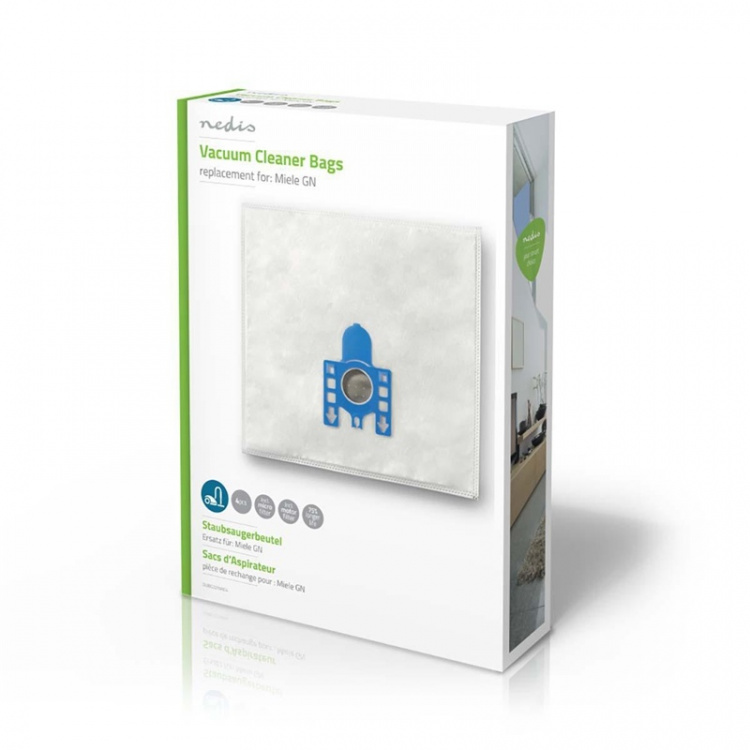 Nedis Stofzuigerzak | 4 Stuks | Synthetisch | Meest verkocht voor: Miele | Wit