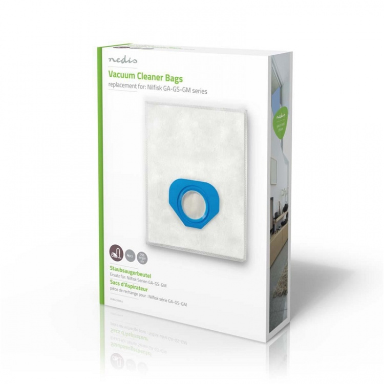 Nedis Stofzuigerzak | 4 Stuks | Synthetisch | Meest verkocht voor: Nilfisk | Wit