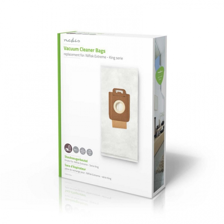 Nedis Stofzuigerzak | 4 Stuks | Synthetisch | Meest verkocht voor: Nilfisk | Wit