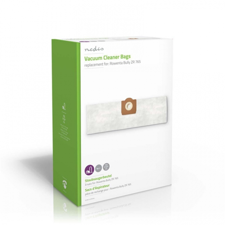 Nedis Stofzuigerzak | 4 Stuks | Synthetisch | Meest verkocht voor: Rowenta Bully ZR 765 | Wit